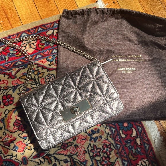 NEW KATE SPADE Sedgewick Place Fairlee bag Quilted Metallic Leather - Picture 1 of 6